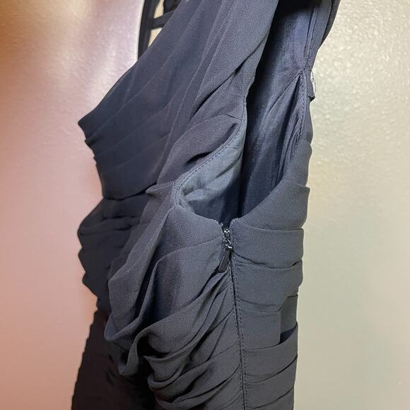 Jade by Jasmine Dress Formal Ruffles Rhinestones Chiffon Sz 14 Whimsygoth Black - Picture 7 of 10
